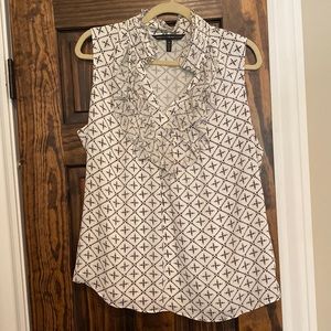 Flowy ruffled keyhole neckline mock neck blouse - lovely!